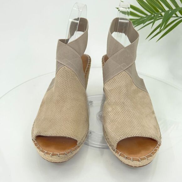 Gentle Souls Women's Colleen Sandal 10 Espadrille Wedge Cross Strap Tan Suede - Picture 3 of 15